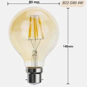 Filamento Bombilla LED Decorativa Globo G80 Vintage Bombilla Edison Lámpara A+ 4W - Imagen 1 de 11