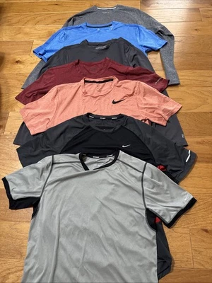 LOT 7 MENS T SHIRTS RUNNING JOGGING NIKE BROOKS CHAMPION MULTICOLOR M MEDIUM EUC - Image 1 of 4