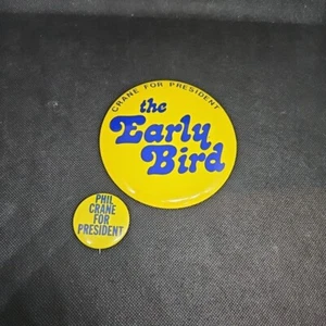 1980 Phil Crane The Early Bird for President Campaign '80 Pinback lote de botones - Imagen 1 de 6