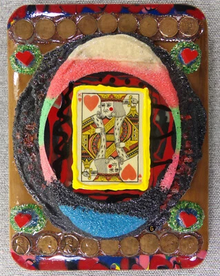 WHEAT PENNY KING OF HEARTS: Tarjeta y monedas de colección de arte original 2024 Glenn Shiring Foto 1 de 4