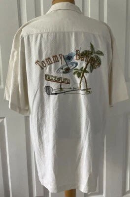 Tommy Bahama Men’s “Slice Of Life” Golf Cabana/Camp Shirt Cream Silk Blend Large - Image 1 of 4