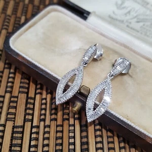 925 Sterling Silver Earrings, Genuine Diamonds, 0.600ct, Delicate Earrings - Picture 1 of 8