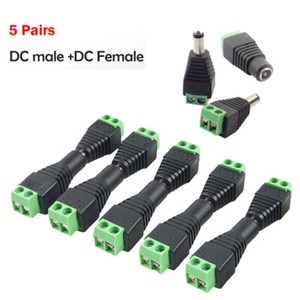 5 pair BNC DC Male Female Plug Power Supply Adapter Connector for CCTV Camera