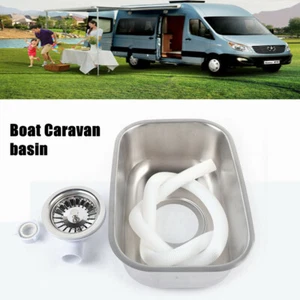 Rectangular RV Caravan Camper Stainless Steel Hand Wash Basin Kitchen Sink - Picture 1 of 10