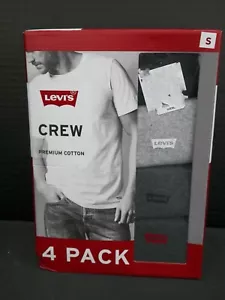 Levis Crew Neck 4 Pack Shirts Mens White Premium Cotton Undershirts Size Small - Picture 1 of 3