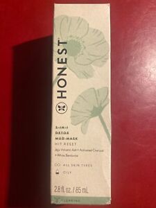 HONEST Beauty 3-In-1 Mud Detox Mask Purifies, Conditions, Luminizes 3.0 oz New