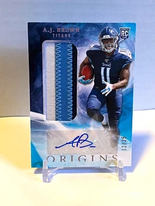 Origins A.J. 2019 MARRÓN #11/25 *NÚMERO DE CAMISETA* Parche de novato AUTO No. 114 Titanes - Imagen 1 de 2