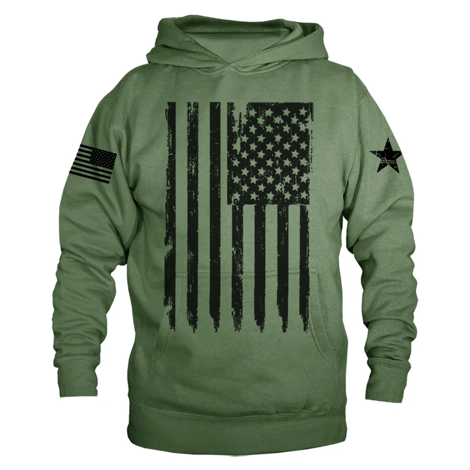 ANWA Unisex USA Flag Fleece Pullover Sweatshirt - Grey Comfort Casual Sweatshirt, Size X-Large - View #11