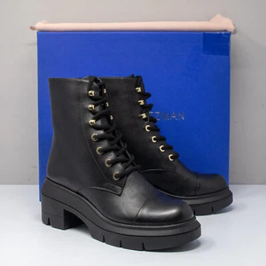 Stuart Weitzman Nisha Black Leather Booties, Size 6 C - Picture 1 of 7