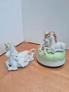 Vintage 1983 Aldon Unicorn Figurine & Music Box Porcelain Joan Berg Victor - Picture 1 of 7
