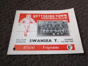 KETTERING TOWN v SWANSEA TOWN 1969/70 F.A.CUP 1st ROUND - NOVEMBER 15th - Picture 1 of 2