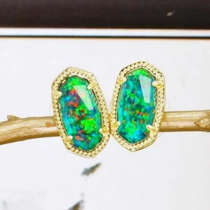 Nuevo con etiquetas Pendientes de Tachuela Ilusión de Ópalo Kyocera Kendra Scott Ellie Midnight Kyocera Oro - Imagen 1 de 5