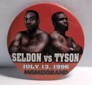 Vintage Mike Tyson vs Bruce Seldon 1996 Boxing Match Pin Pinback Button - Picture 1 of 2