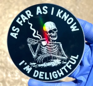 Funny Coffee Holographic Sticker Waterproof Vinyl Trippy Skeleton Art Decal - Picture 1 of 2