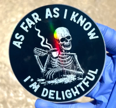 趣味咖啡全息贴纸防水乙烯基 Trippy 骷髅艺术贴花 — 第 1/2 张图片