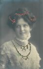 Lady charm portrait head decoration coiffure jewelry novelty vintage postcard