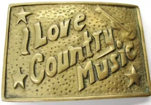 Guitarra escocesa I Love música country con hebilla de latón estrellas del country - Imagen 1 de 7