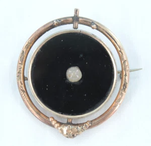 Prendedor/broche de luto giratorio perla semilla negra victoriano antiguo de colección años 1800 1900 - Imagen 1 de 15