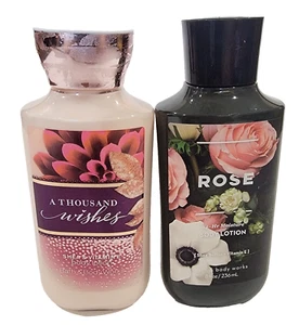 2 Bath & Body Works Body Lotion Cream A Thousand Wishes and Rose 8 Oz Each - Picture 1 of 6