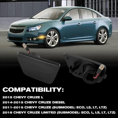 For 11-15 Chevrolet Chevy Cruze Amber LED Front Bumper Side Marker Lights Smoked — 第 1/4 张图片