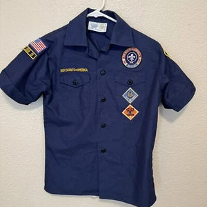 Boy Scouts of America BSA Jugend Shirt mittelblau aufgenähte Patches - Bild 1 von 4