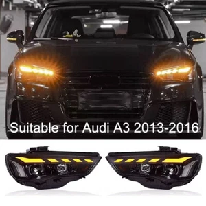 Pair LED Headlights Upgrade Hi/Lo Beam DRL Laser Projector For A3 2013-2016 - Picture 1 of 17