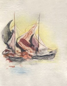 JEAN MARZELLE in Holland - Le Vent Souffle Dans Les Netts engraving 1964