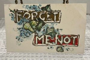 Large Letter FORGET ME NOT Ivy Flowers Forget Me NOTS Glitter Vintage Postcard - Picture 1 of 7