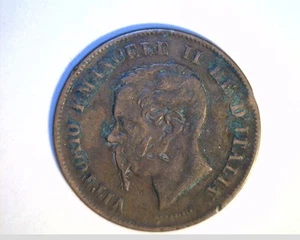 1861-M Italy, 5 Centesimos, Medium to High Grade Copper Coin (Ity-18) - Picture 1 of 2