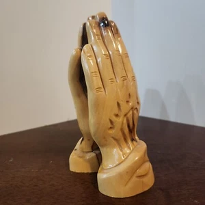 C Star Holy Land Praying Hands Olive Wood 6 In Hand Made In Jerusalem Bethlehem - Picture 1 of 6