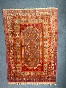 Vintage Turkish Village Carpet - Semi-Antique Rug c. 1960 3'7"x5'2" - Picture 1 of 4