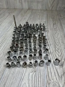 Sockets Lot Of 100 Mixed Assorted Craftsman USA Japan Taiwan VTG Small Sizes - Picture 1 of 10
