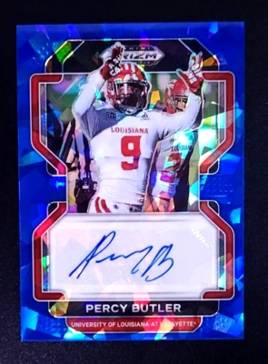 2022 Prizm Draft Picks Percy Butler Prospect Auto Blue Ice Prizm #/75 Commanders - Image 1 of 2