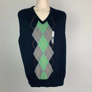 Chaleco Suéter Para Hombre Gap Talla Grande L Argyle Azul Marino Sin Mangas Nuevo con Etiquetas Nuevo en Lote Antiguo - Imagen 1 de 6