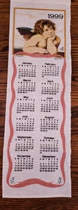 Vintage Linen Kitchen Towel Calendar 1999 Angel 26" x 8" - Picture 1 of 2