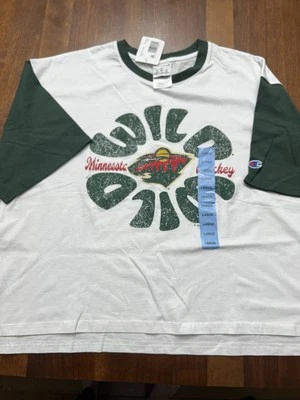 Camisa Feminina NHL MN Wild Manga Curta Tamanho Grande Nova Com Etiqueta - Imagem 1 de 4