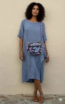 Vera Bradley Heymarket Crossbody Bag Quilted Paisley Black Teal Purple Shoulder - Image 1 of 4