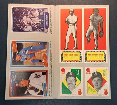 Revista de béisbol 1986 Dwight Gooden Wade Boggs Mattingly panel de tarjetas sin cortar raro Foto 1 de 2