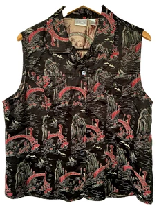 Chicos Damen Weste schwarz rot Größe 3/XL-16 Seide japanischer Gobelin Kunst Natur asiatisch - Bild 1 von 7