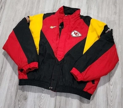 IMPRESIONANTE Abrigo Para Hombre XL De Colección Años 90 NFL Pro Line Kansas City Chiefs Reebok Puffer  Foto 1 de 4
