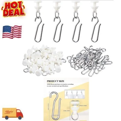 60 Pcs Shower Curtain Hooks & Gliders Set for Rails and Tracks, White - Image 1 of 4