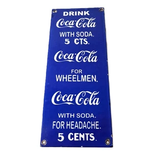 Vintage Coca Cola Porcelain Sign - Drink Soda Bottles Gas Pump Service Sign - Picture 1 of 15