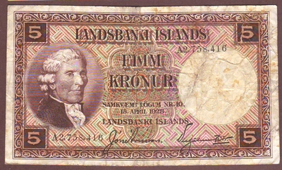 Iceland  5 Kronur  1928 - Image 1 of 2