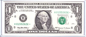 1999 $1 Federal Reserve Note St Louis **STAR** 1st Printing #H01552626* - Picture 1 of 2
