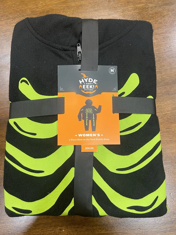 Hyde & Eek Women's Size Medium Glow In The Dark Skeleton One Piece Pajama Set - Image 1 of 1