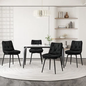 Juego de 2/4/6 sillas de comedor de terciopelo sillas de cocina sillas de comedor negro - Imagen 1 de 17