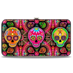 Hinged Wallet Six Sugar Skulls Multi Color - Picture 1 of 5
