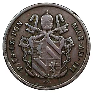 Vaticano - 2 Baiocchi 1848 R Pie Ix Stato Pontificio - Rame - KM.1343 Moneta - Picture 1 of 2