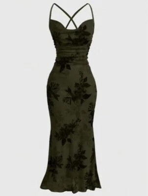 Romwe NWT Dress Fairycore Whimsigoth Green Black Mesh Cami Slip Small XL - Image 1 of 4