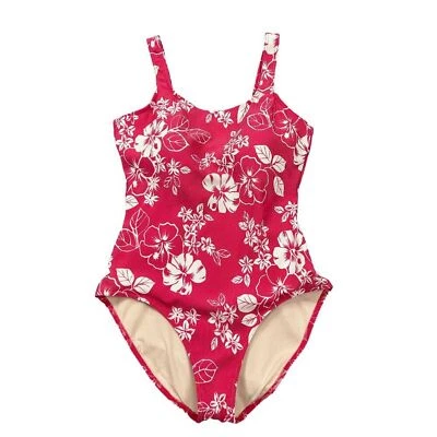 L.L. Bean Pink Floral Print One Piece Soft Cup Bra Swimsuit Size 18 - Image 1 of 4